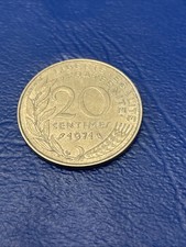 E23-1971 France 20 Centimes Coin Aluminum Bronze French Franc KM#930