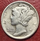1919 Mercury Silver Dime. Free Shipping