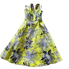 Topshop Yellow Floral Jacquard Prom Midi/Tea length Dress Size 2