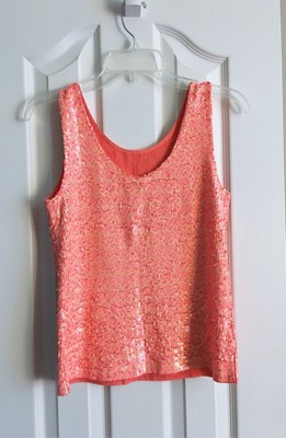 coral sequin top