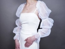 Elegant big sleeves bridal Glamour Removable Sleeves tulle flounces Halloween