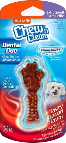 Hartz Chew 'n Clean Bacon Dental Dog Toy & Treat - Extra Small - Free shipping - Picture 2 of 8