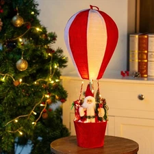 Christmas LED Musical Santa Claus's Special Delivery Hot Air Balloon, 24.5 Inch