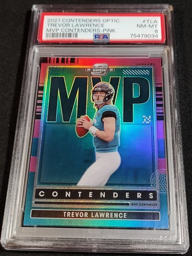 PSA 8 RC /75 TREVOR LAWRENCE 💣PINK PRIZM ROOKIE 🚨NO 10's 2021 Contenders Optic
