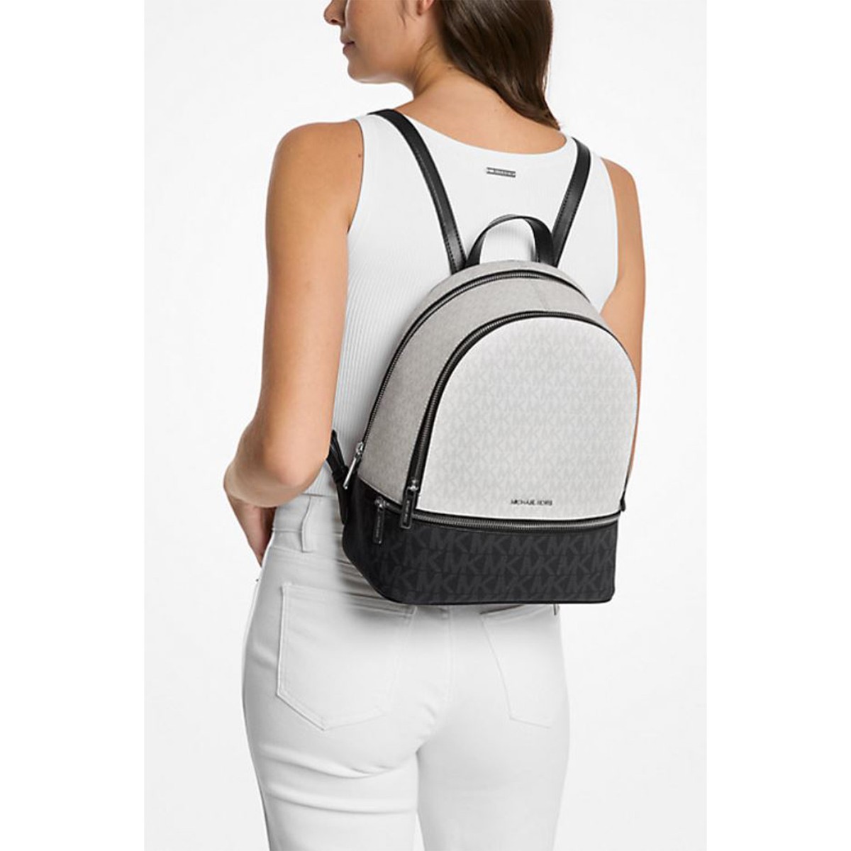 Michael Kors Rhea Medium Color-Block Signature Logo Backpack Michael Kors Rhea Medium Color-Block Signature Logo Backpack  main image 2