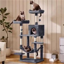 59inch Cat Tree Cat Tower Large Cat Condo with Condo &  Perch & Scratching Post