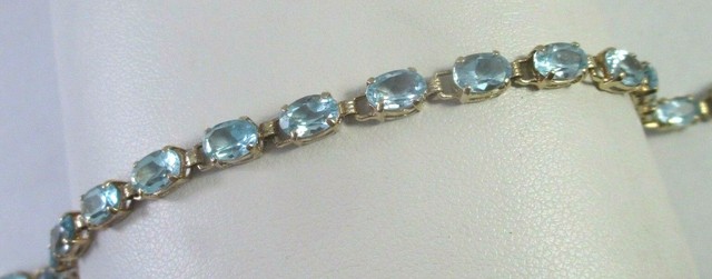 10K YELLOW GOLD 12+ CTW LIGHT BLUE TOPAZ TENNIS BRACELET 7-1/2" | eBay