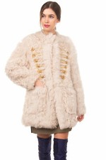 Pinko Sheepskin Shearing Toscana Merino Lamb Fur Military Jacket Coat Balmain