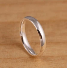 SILVER PLATE HIGH Polished Domed Wedding Band 4mm Wide Size 7 NEW Free Shipping