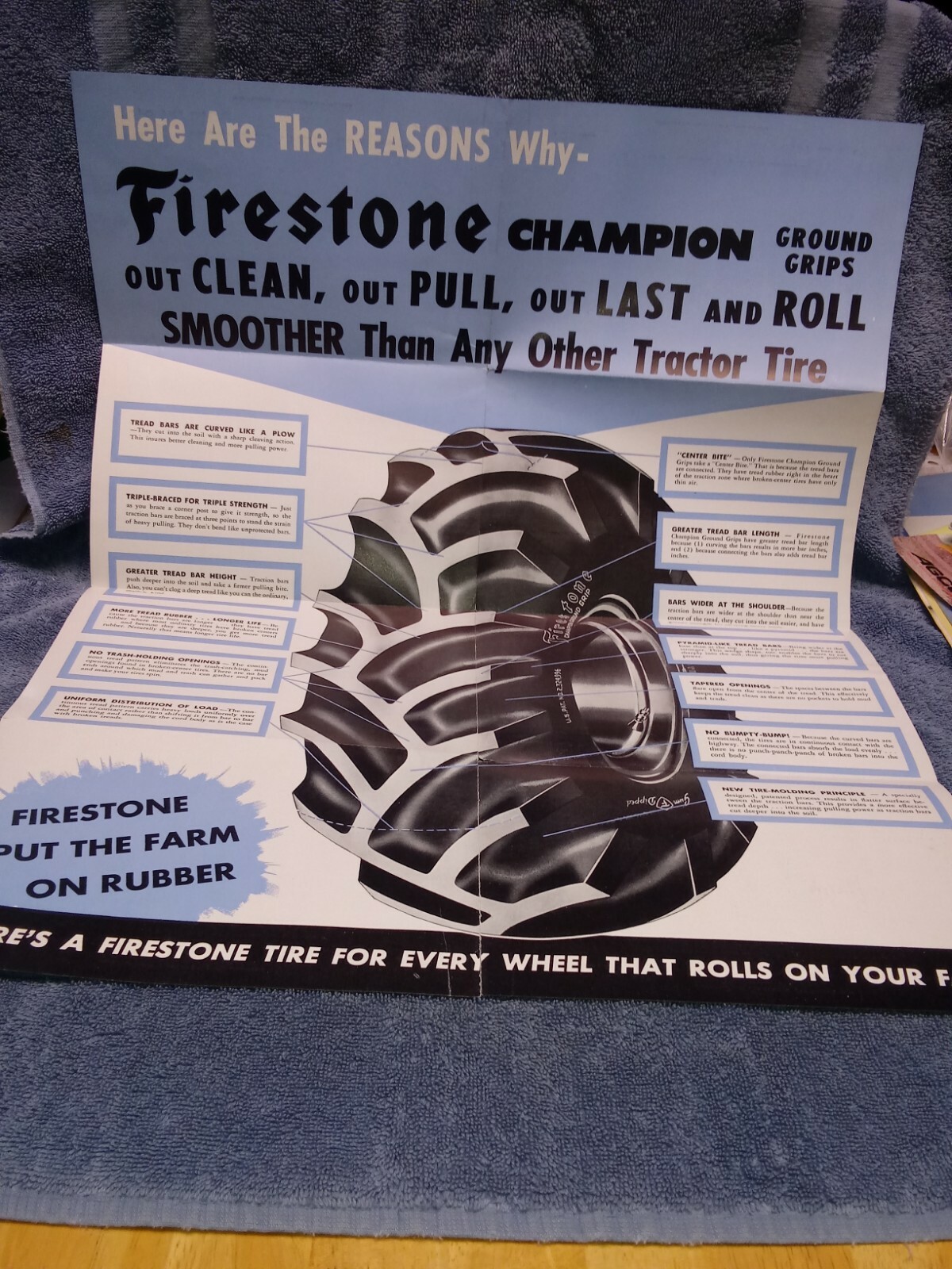 1948 Firestone Champion Grip Tire Adv from Hindman Farm Supply Butler