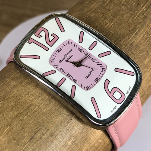 Montre à quartz femme Marcel DRUCKER 22-709P cadran rose blanc bracelet cuir 7 1/2"