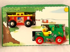 Vtg Brio Busytown Wood Train with Huckle Cat and Caboose NEW in Marked Box 32515