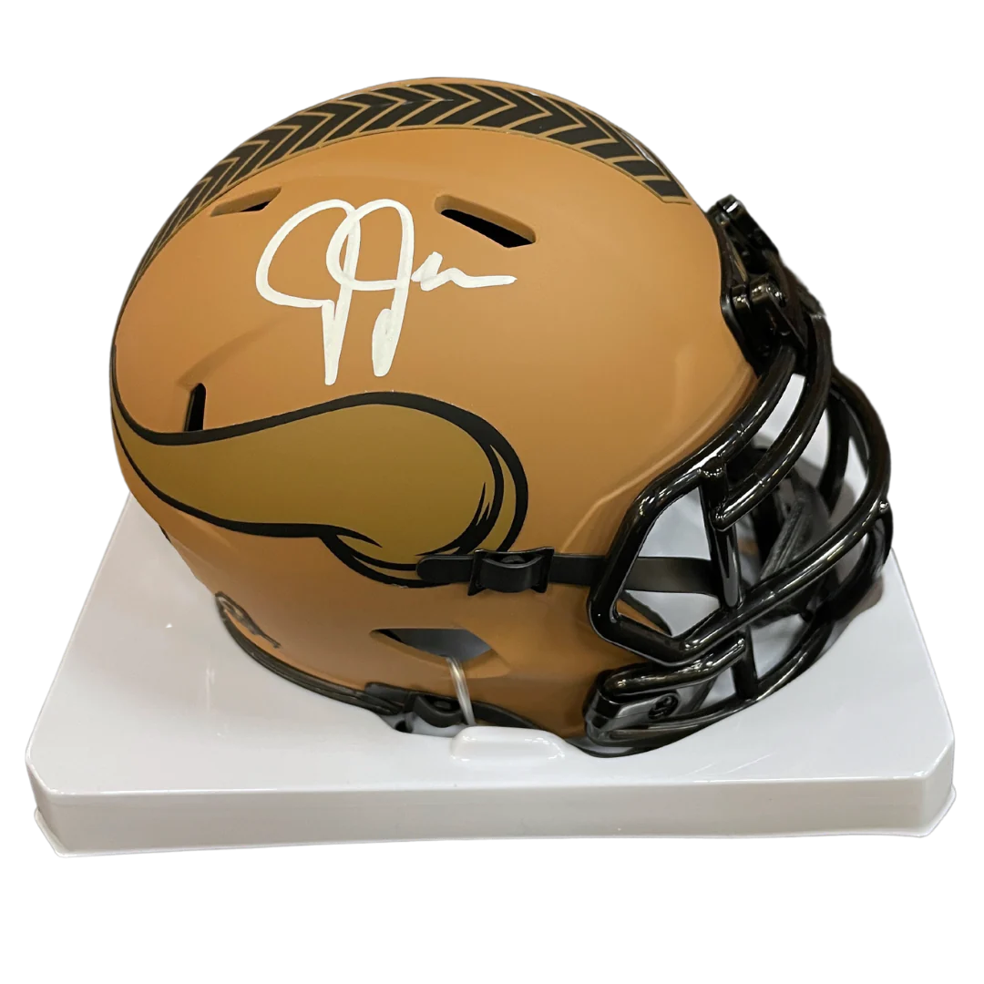 Justin Jefferson Autographed Signed Minnesota Vikings 2023 Salute To Service Mini Helmet 