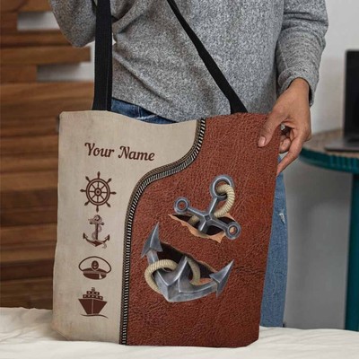 Personalized Vintage Cruise Tote Bag, Yacht Anchor Tote Bag Gift