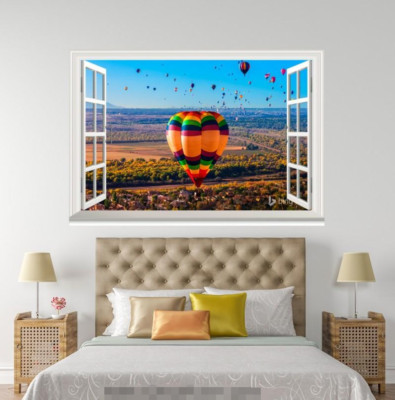 3D Balloon Sky 60 Open Windows Mural Wall Print Decal Deco AJ Wallpaper Ivy