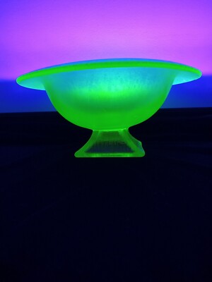 Vaseline Compote, Stretch Glass by Northwood Glass Company, c 1920's