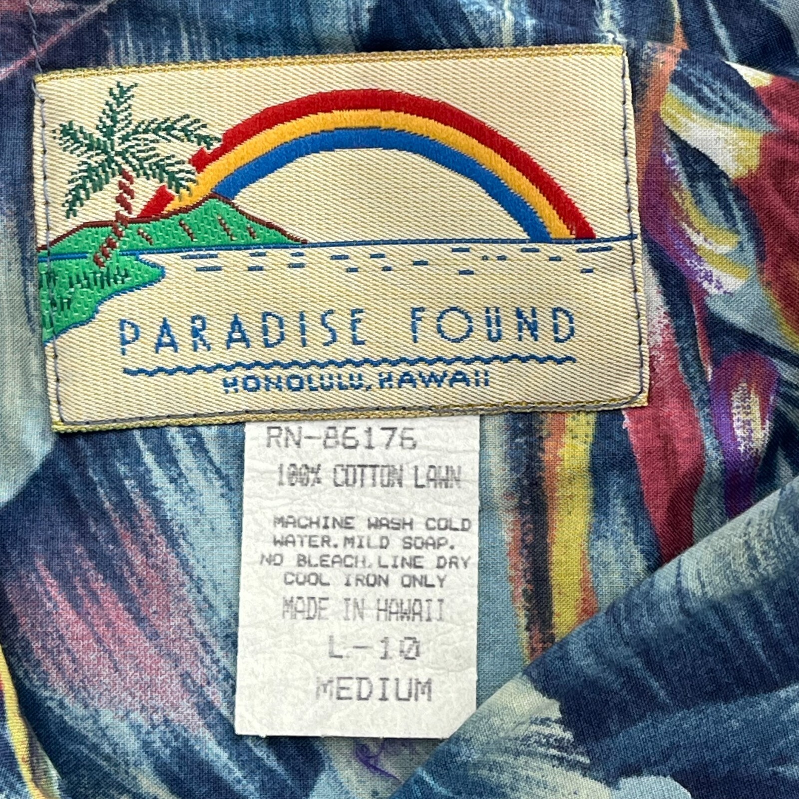 Paradise Found Mens Cotton Lawn Floral Print Hawaiian Button Up Shirt Medium