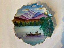 Small Hand Painted Decorative Leaf Shaped Plate 15cm dia v.g.c.