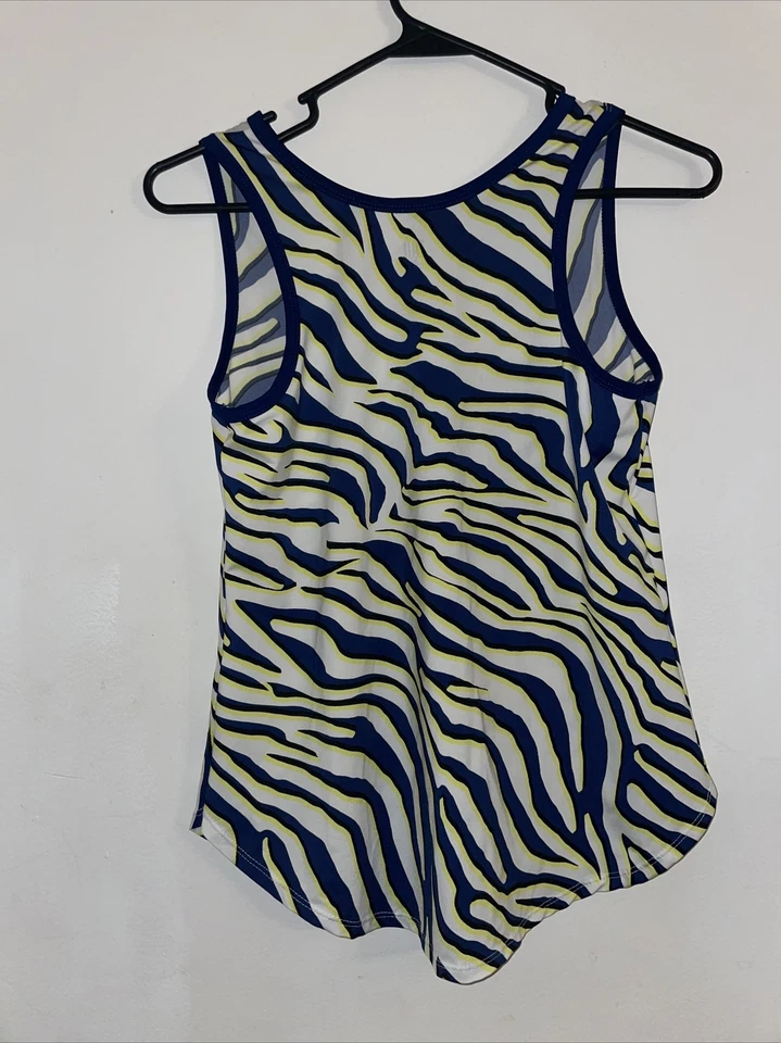 TAIL производительности женщин фиолетовый/белый V шеи Майка рубашка SZ M Tiger в полоску - Изображение 2 из 4