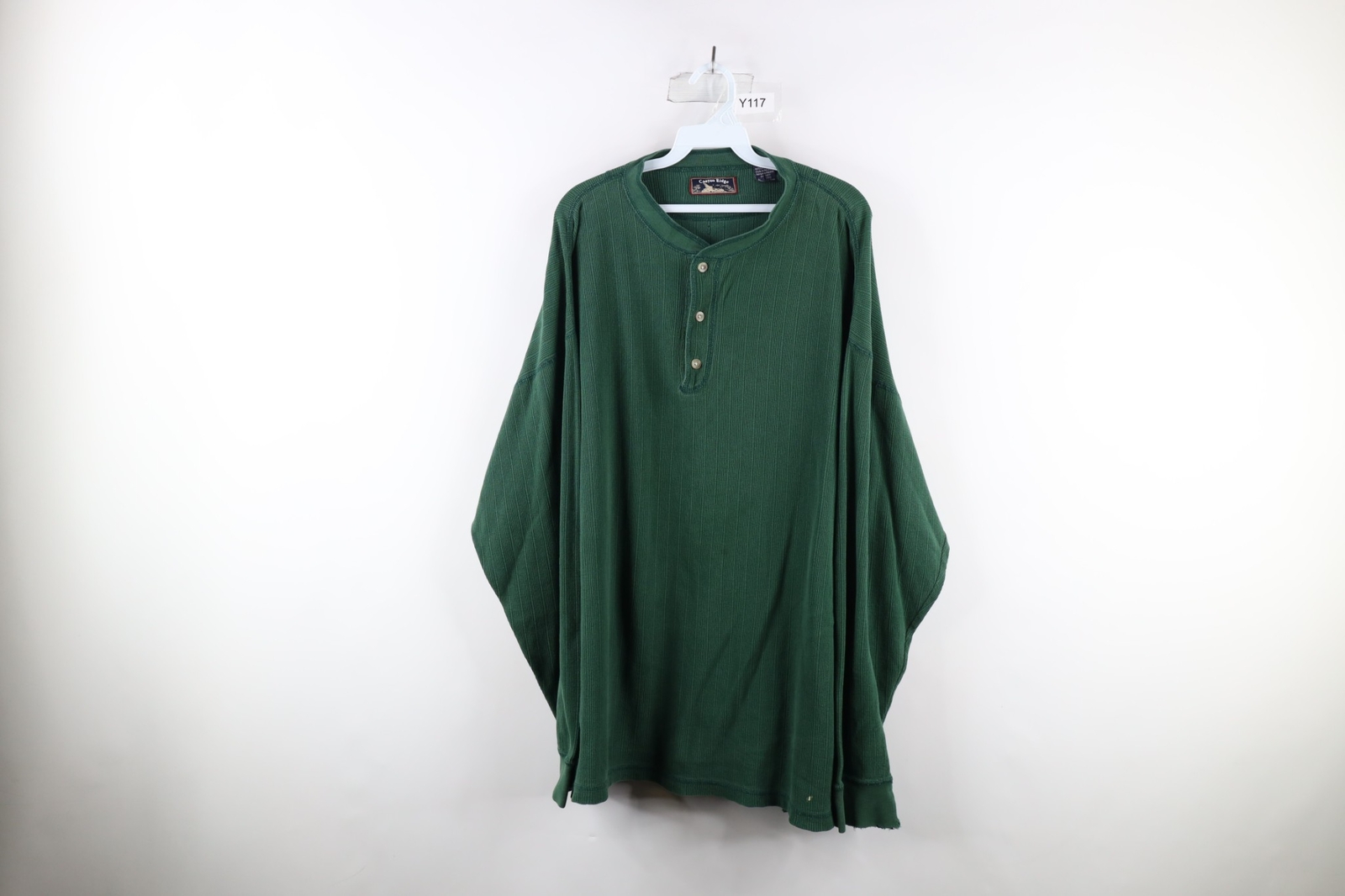 Vintage 90s Streetwear Mens 2XB Distressed Thermal Waffle Knit Henley T Shirt