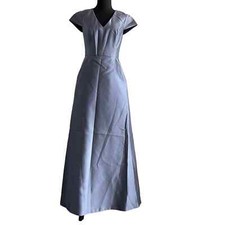 Alfred Sung Dress Size 2 Satin Twill With Cap Sleeve Silverstone Gray D779