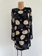 GANNI  Women Black Georgette Floral Viscose Dress / Size XS UK6 US2