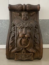 🔥 Fine Antique Old RENAISSANCE Gothic Wood Carved Corbel, 1546! - PROVENANCE