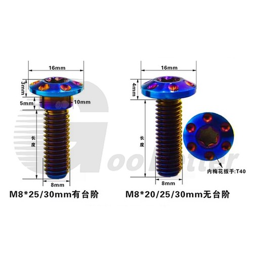 Titanium Disc Brake Rotor Bolts Torx T40 Head M8 x 20 25 30mm Motorcycle E-bike - Picture 2 of 33