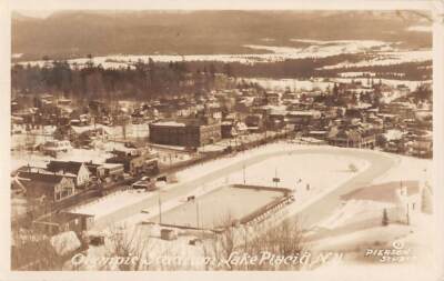 LAKE PLACID, ESSEX COUNTY, NY, OLYMPIC STADIUM & TOWN REAL PHOTO PC used 1931