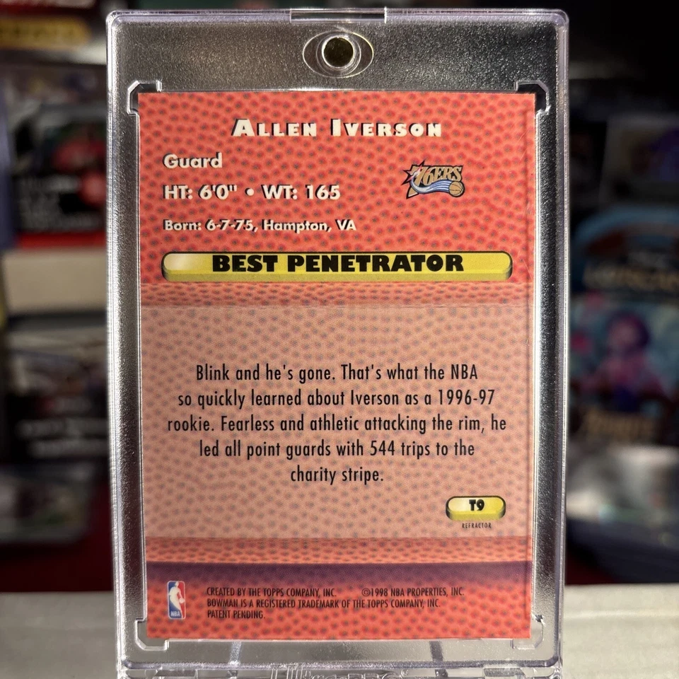 Allen Iverson 1998 Bowman's Best Techniques 76ers Chrome Refractor SSP ⭐️ MINT - Image 2 of 2