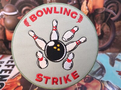 Bowling Strike - Iron Sewing or Gluing Patch - Diameter: 90mm 4a.