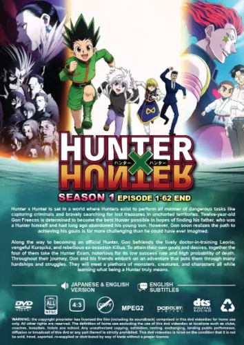 DVD ~ Hunter X Hunter Season 1 Episode 1 - 62 End ~ English