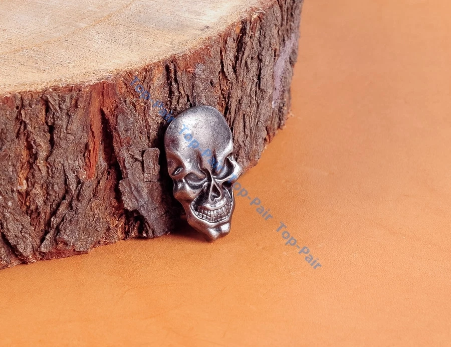 1.7X2.8CM 10pcs Rock Antique Silver Skull Studs Leathercraft Decor Saddle Concho - Image 4 of 4