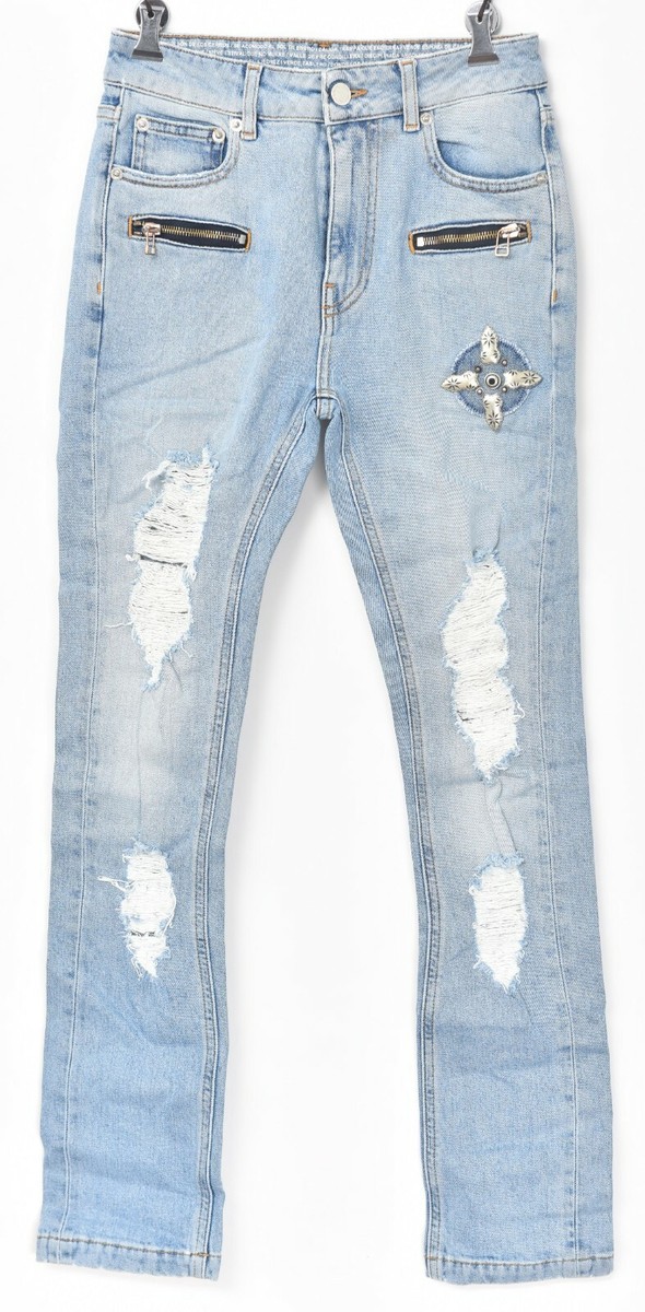 NWT MARCELO BURLON Beth Lt. Blue Stonewash Slim Fit Denim Jeans 2 