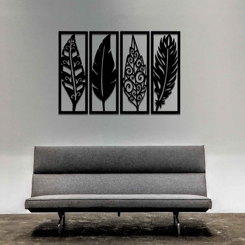 Mystical Wooden Feathers Wall Hanging Art - Modern Home & Office Decor - Picture 7 of 10