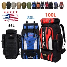 56L/80L/100L Outdoor Military Tactical Backpack Rucksack Camping Hiking Bag