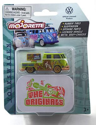 Majorette The Originals Volkswagen T1 Double Cab Peace w/ Metal Tin 1/64