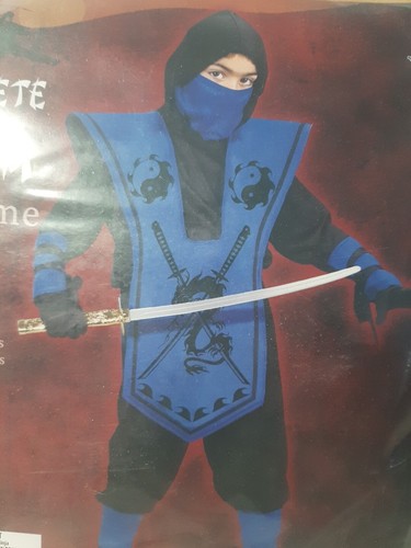 Blue Ninja Halloween Costume Child's 10-12 - Picture 3 of 5