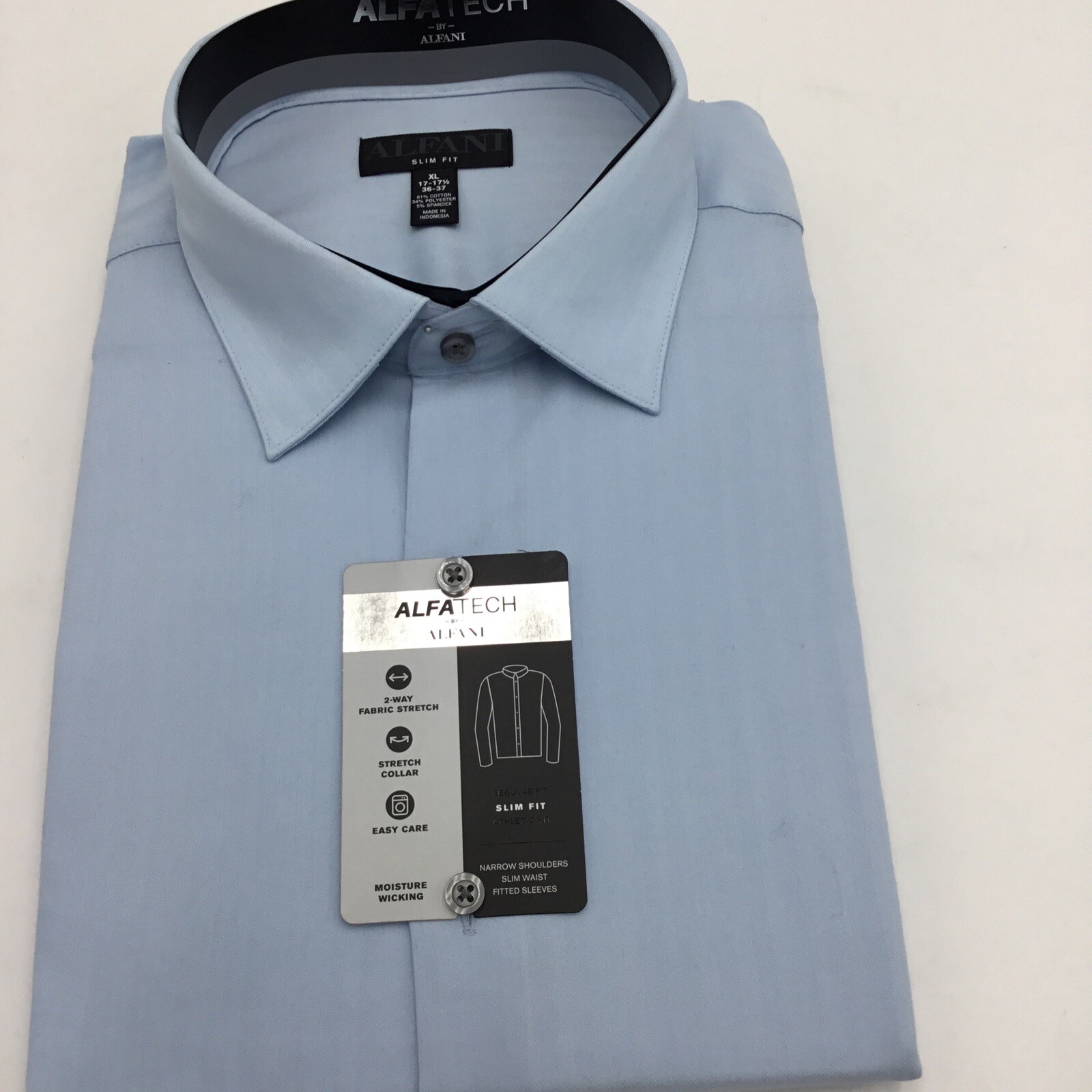 Мужская приталенная рубашка с длинным рукавом ALfani светло-голубая XL 17-175 36-37 8390₽