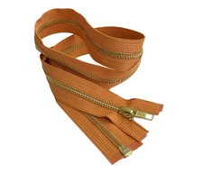 17 Inch Metal Zipper YKK #5 Golden Brass Medium Weight  Separating Made in USA
