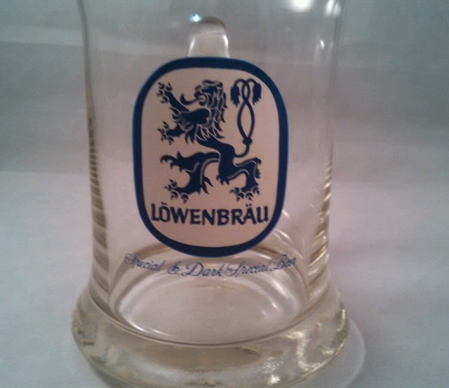 lowenbrau stein glass
