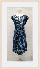 connected Apparel Damen ärmellos Kleid blau elegant Größe M 610-5172