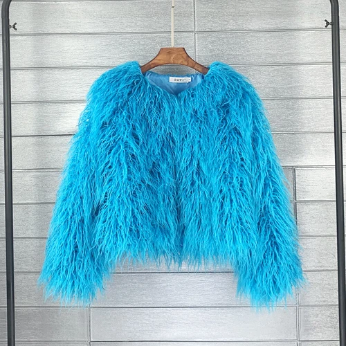 Short Fit Women Shaggy Faux Fur Coat Winter Warm Jacket Fluffy Cardigan Outwear - Bild 45 von 53