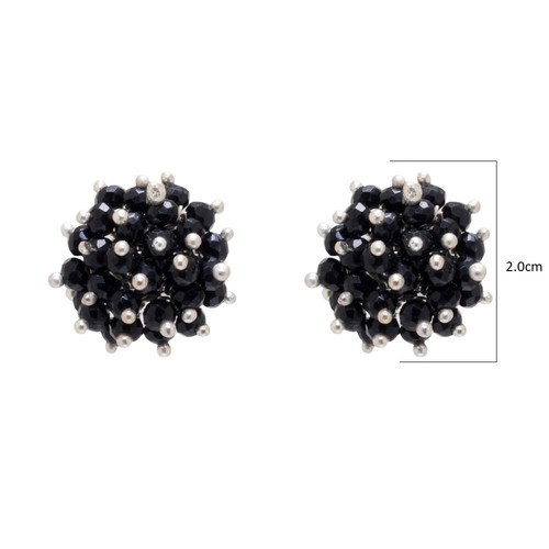 Black Spinel Zircon Beads Earrings For Girls & Women CE-1020 - Picture 2 of 4