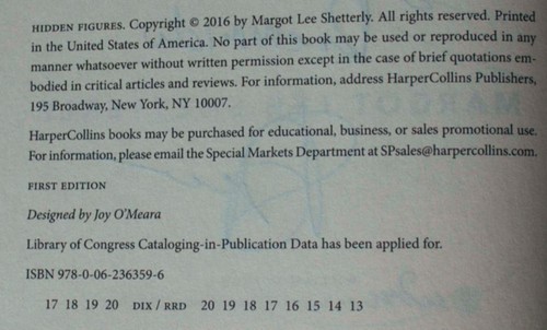 MARGOT LEE SHETTERLY Hidden Figures SIGNED 1ST EDITION HC Black Women Space Race - Picture 5 of 5