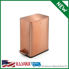 Slim 2.6 Gallon Stainless Steel Pedal Trash Can with Soft Close Lid for Narrow S