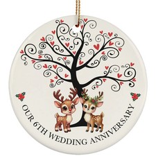 Cute Reindeer Couple 6 Years Ornament Our 6th Wedding Anniversary Christmas Gift