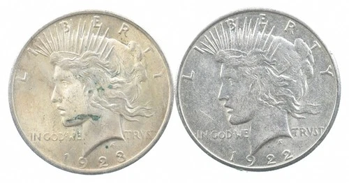 1923 & 1922-S & Peace Silver Dollar $1 Bullion Collection Lot *958