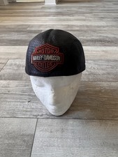 Harley Davidson Cap Bar & Shield Black Leather Bandana Head Wrap Size XL