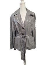 Women's Jones New York Blazer Jacket Size 12 Grey Silver Metallic